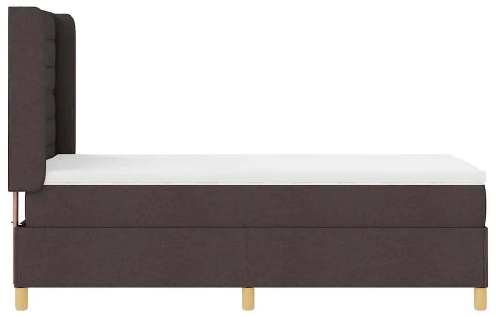 Cama Box Spring com Colchão Marrom Escuro 80x200 cm em Tecido