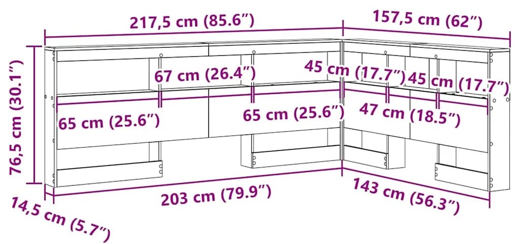 Cabeceira de armazenamento Branco 140 cm Madeira processada