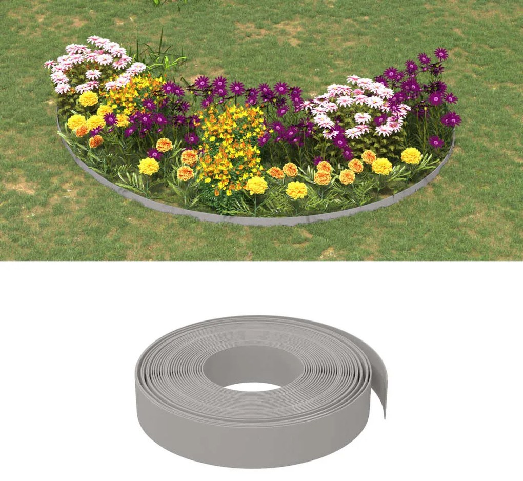 Bordas de jardim 5 pcs 10 m 10 cm polietileno cinzento