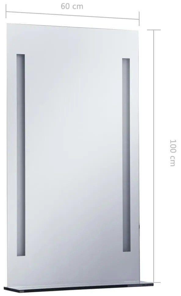 Espelho LED Kaci com Prateleira em Vidro - 60x100cm - Design Moderno