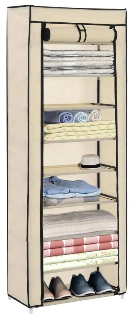 Sapateira com cobertura 57x29x162 cm tecido creme