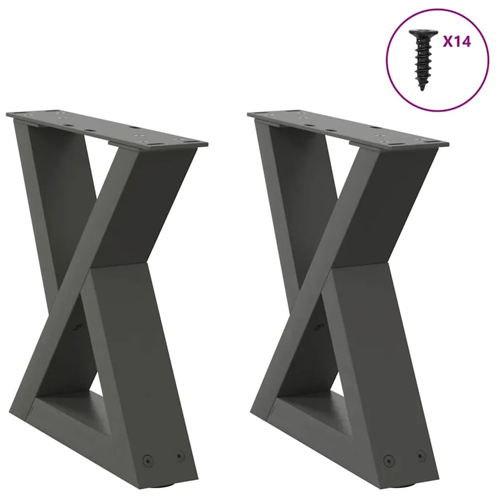 vidaXL Pés para mesa de centro 2 peças antracite 40x(30-31,3) cm aço