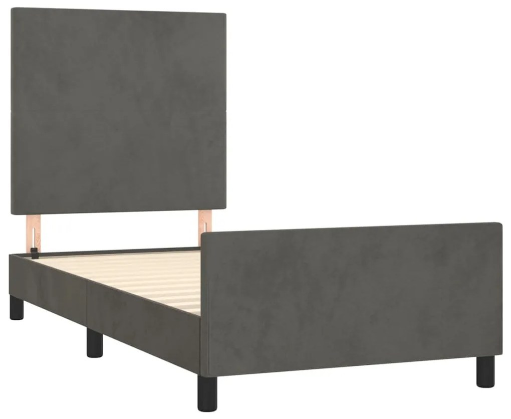 Estrutura de cama sem colchão 80x200 cm veludo cinzento-escuro