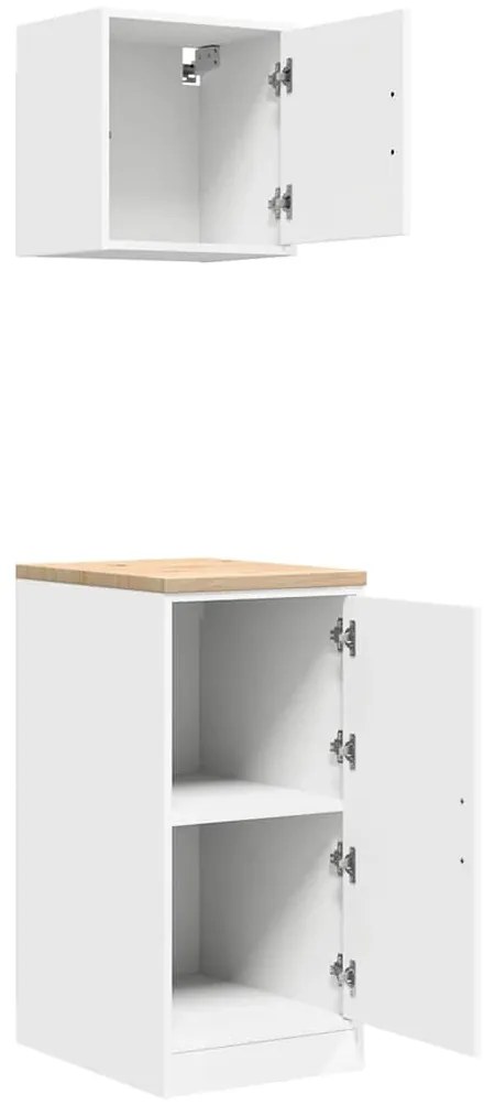 Armários de garagem 2 pcs derivados de madeira branco