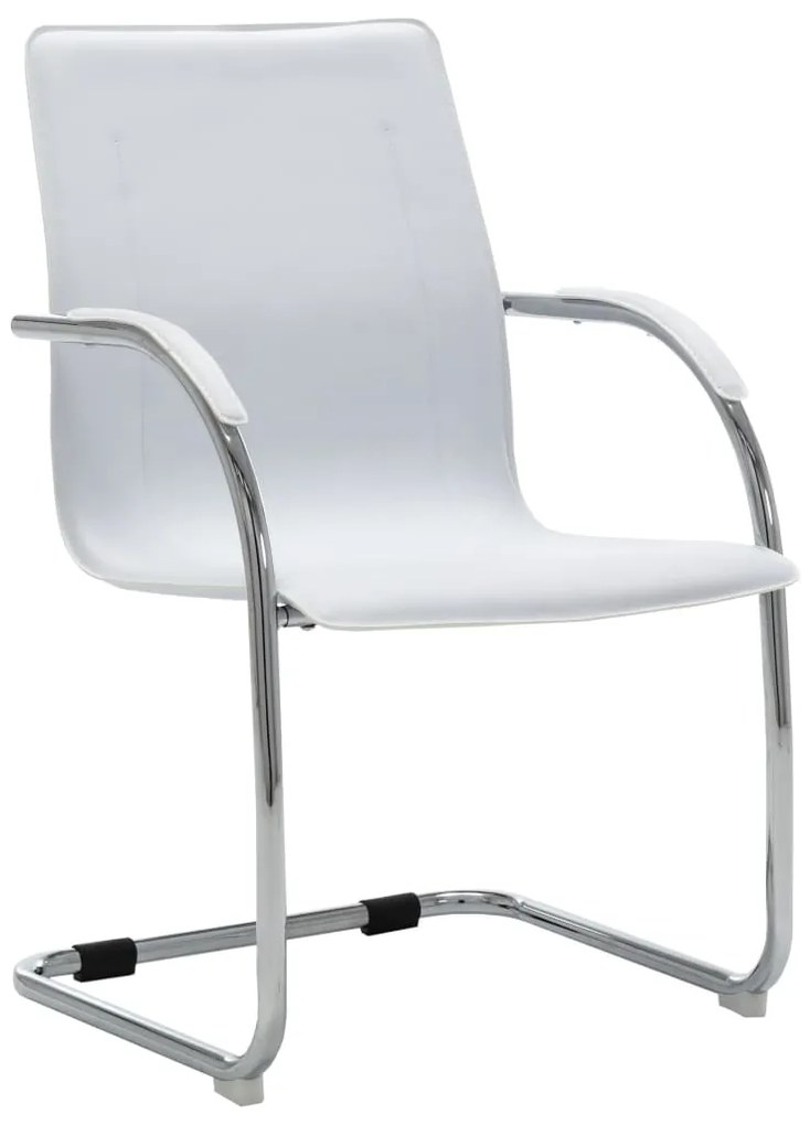 vidaXL Cadeira de escritório cantilever em couro artificial branco