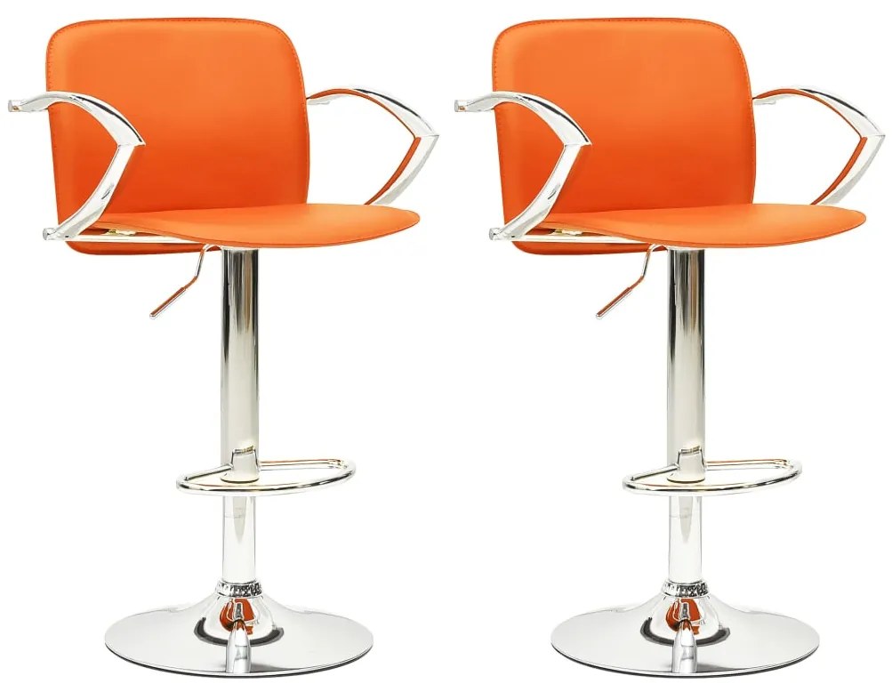 vidaXL Bancos de bar 2 pcs couro artificial laranja