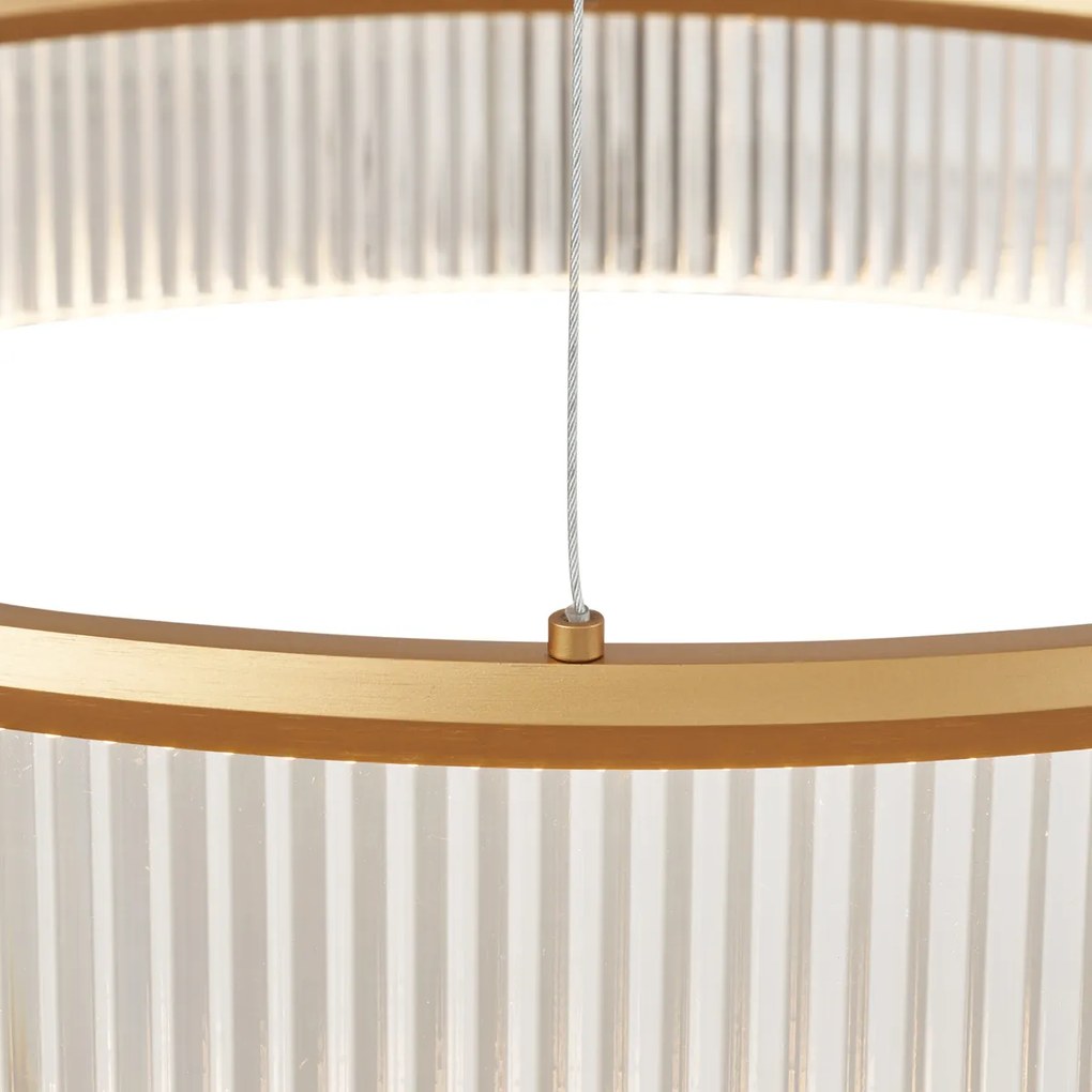 Candeeiro suspenso moderno latão 78cm incl. LED regulável em 3 níveis - Anello Chandelier Moderno