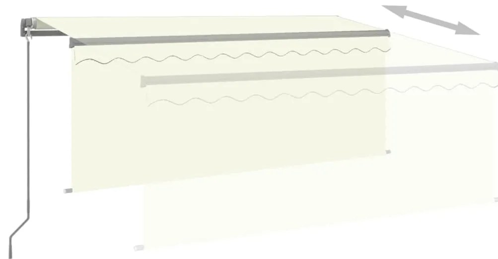 Toldo retrátil manual com estore/LED 3,5x2,5 m cor creme
