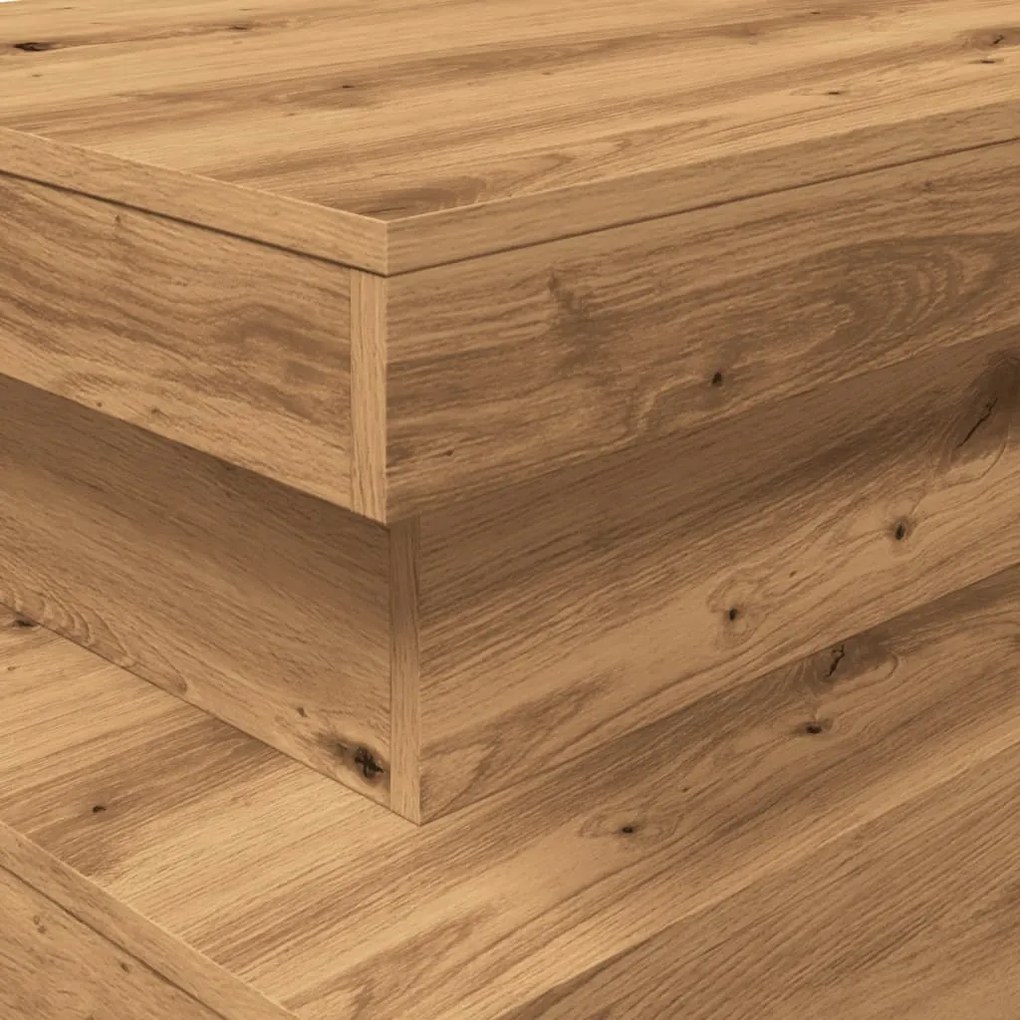 Mesa de centro com luzes LED 90x50x40 cm carvalho artisiano