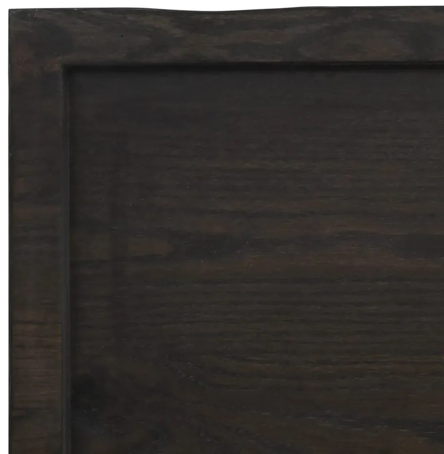 Tampo de mesa com bordas vivas maciço tratado castanho-escuro