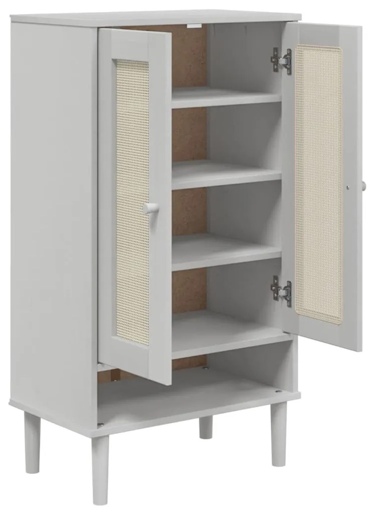 Sapateira SENJA aspeto vime 59,5x35x107cm madeira maciça branco