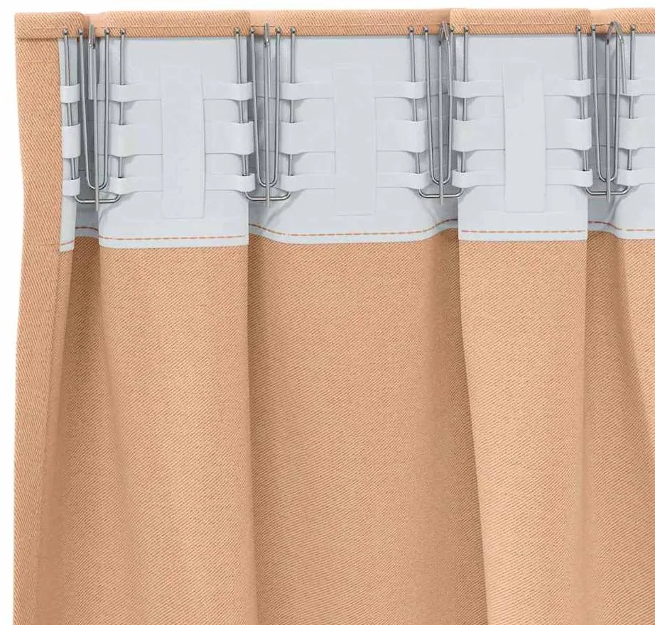 Cortinas 2 pcs Castanho-claro 225 x 140 cm Poliéster