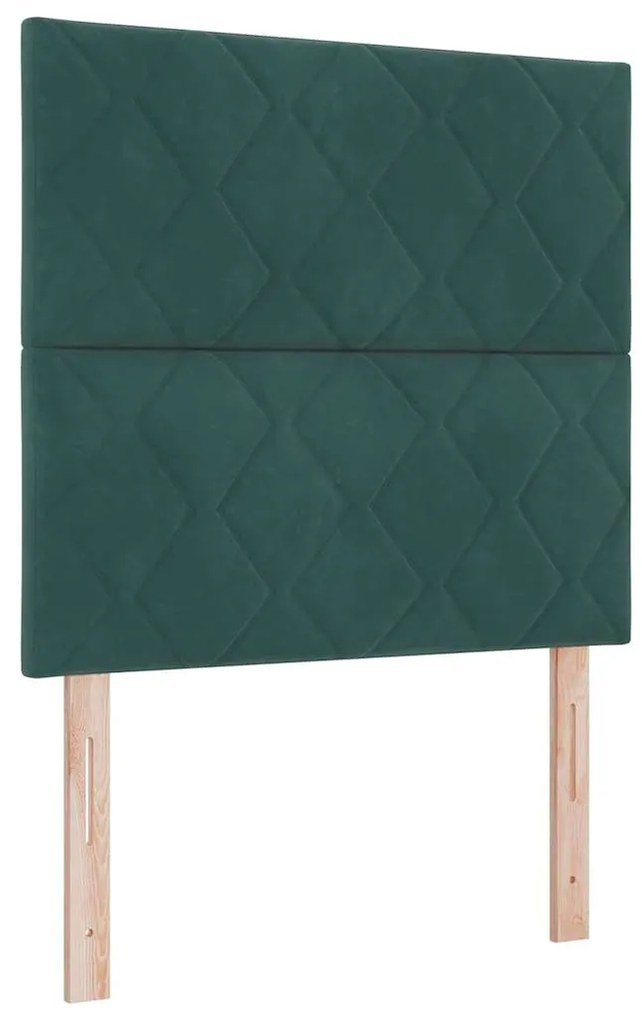 Cama Box Spring vidaXL com Colchão e LED Verde Escuro 100x200 cm Velud