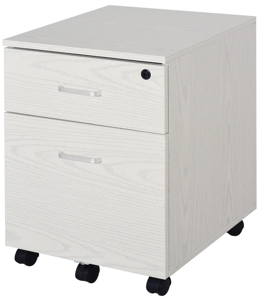 Vinsetto Bloco de Gavetas de Madeira Móvel para Arquivos de Escritório com 2 Gavetas para Escritório Secretaria 41x39x58cm Branco