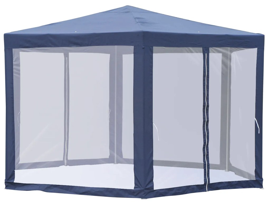 Carpa Gazebo tipo Tolde Hexagonal com Mosquiteira para Jardim e Terraço φ3.9m Material de Poliéster Repelente à Água