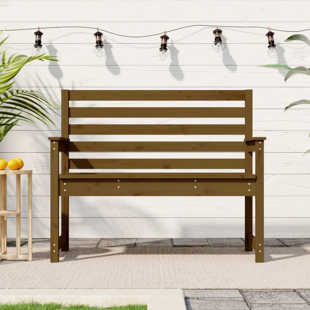vidaXL Banco de jardim 109x48x91,5 cm pinho maciço castanho-mel