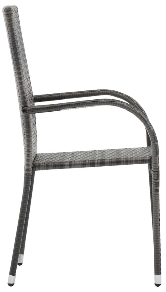 Cadeiras de exterior empilháveis 2 pcs vime PE cinzento