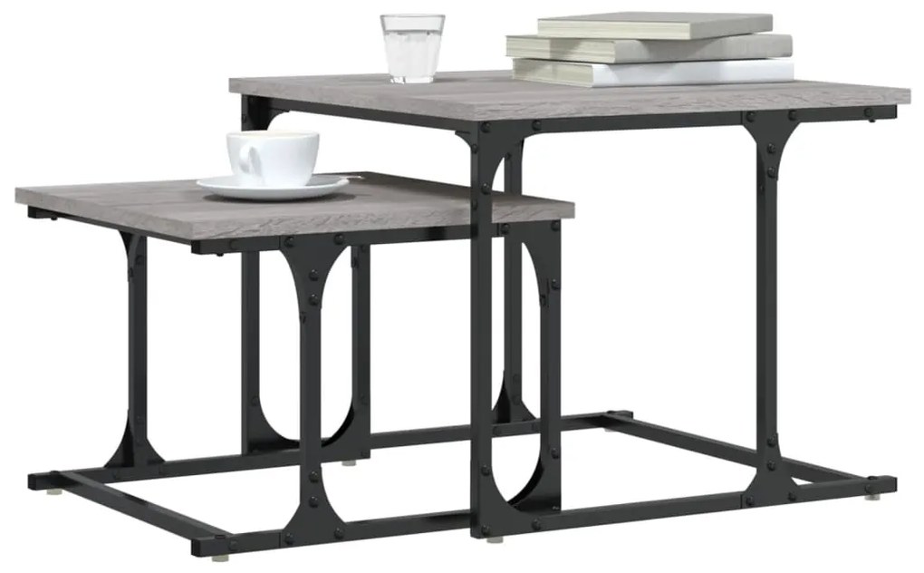 Mesa de centro de encastrar 2 pcs deriv. madeira cinza sonoma