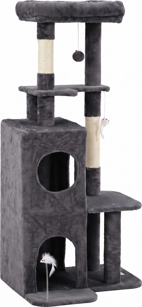 Árvore para Gatos, 59 x 55 x 132 cm, Estrutura de 4 Níveis, Cinzento-Escuro