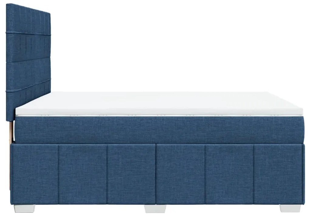 Cama com molas/colchão 140x200 cm tecido azul