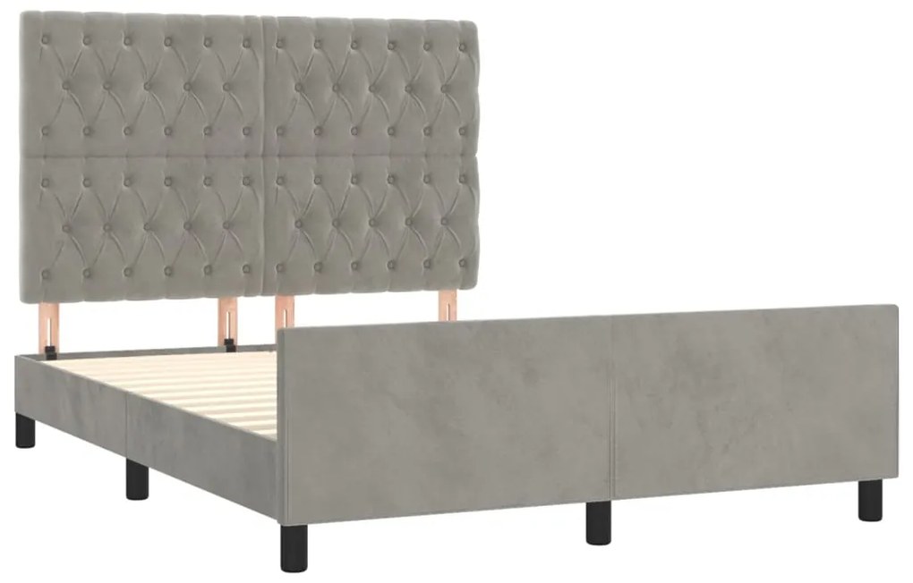 Estrutura de cama sem colchão 140x190 cm veludo cinzento-claro