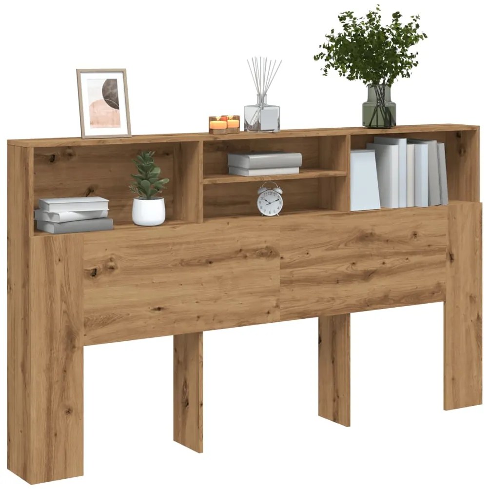 vidaXL Cabeceira de cama em carvalho artesanal 180x19x103,5 cm, madeira de engenharia