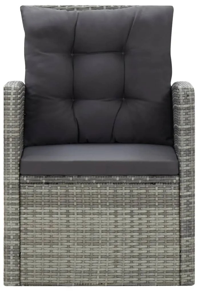 5 pcs conjunto jantar exterior c/ almofadões vime PE cinzento