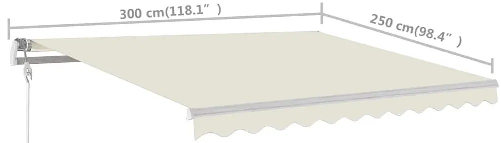 Toldo retrátil manual com postes 3x2,5 m cor creme