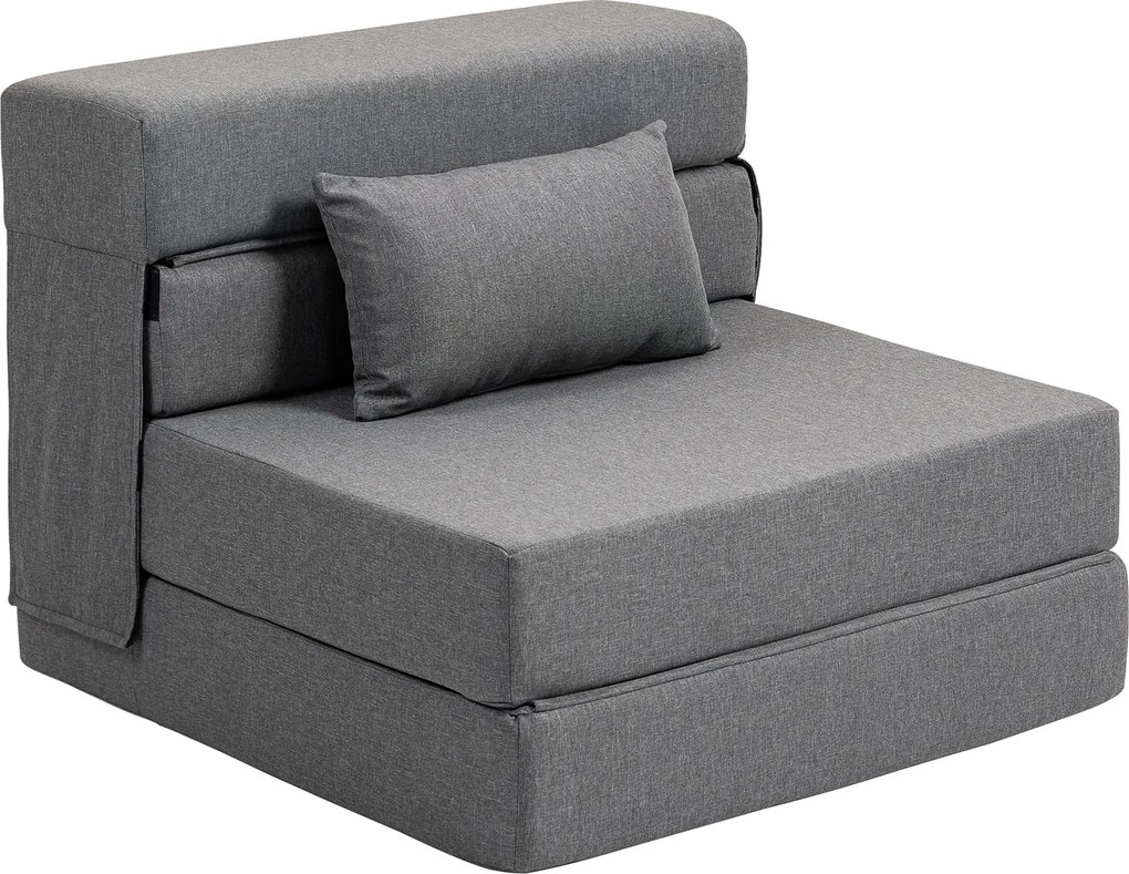 Poltrona convertível de 1 lugar, poltrona-cama dobrável, almofada incluída, capacidade de 120 kg, cinzenta