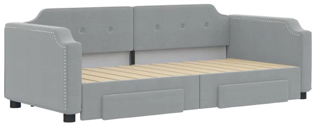 Sofá-cama c/ gavetão e gavetas 100x200 cm tecido cinzento-claro