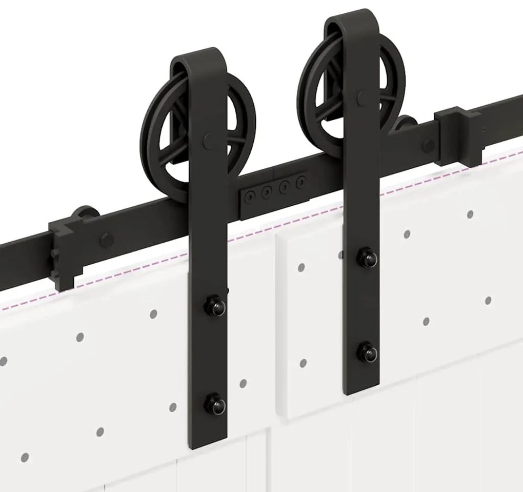 Kit de ferragens para porta deslizante 366 cm aço preto