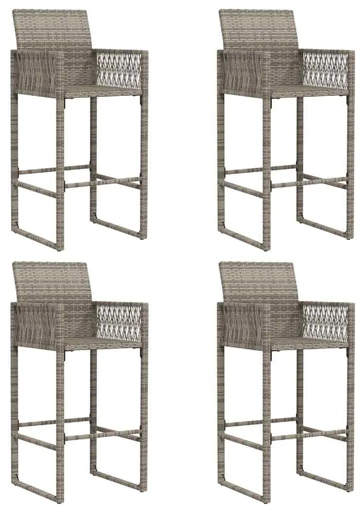 5 pcs conj. bar jardim sem almofadões vime PE/acácia cinzento