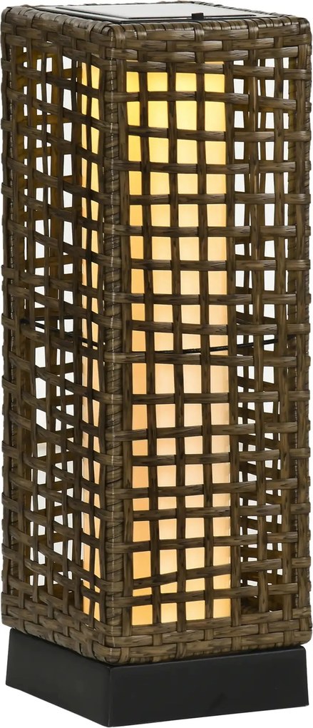 Candeeiro Solar de Jardim em Vime Sintético – 15,5x15,5x46 cm – Marrom