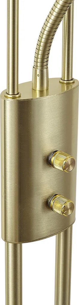 Candeeiro de pé moderno dourado com braço de leitura incluindo LED e dimmer - Divo