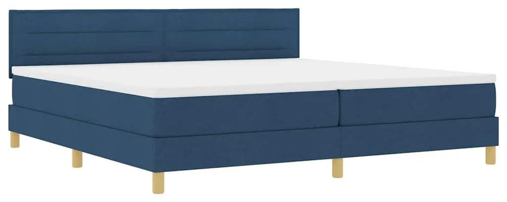Cama Box Spring com Colchão &amp; LED Azul 200x200 cm Tecido