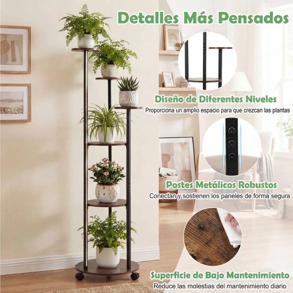 Suporte para plantas de canto com 6 níveis 45 x 43 x 146,5 cm, rodas bloqueáveis, luzes LED com 16 cores, comando à distância, expositor com rodas, Ca