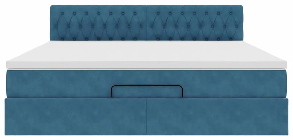 Estrutura de cama otomana com colchão 160x200 cm azul escuro