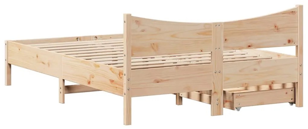 Estrutura de cama c/ gavetas 150x200 cm madeira de pinho maciça