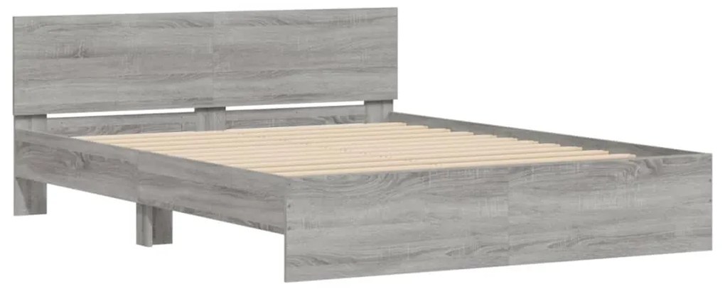 Estrutura de cama com cabeceira 140x200 cm cinzento sonoma