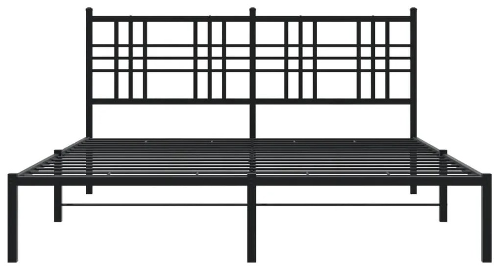 Estrutura de cama em metal com cabeceira 150x200 cm preto