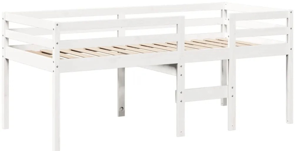 Cama alta com telhado 90x200 cm pinho maciço branco
