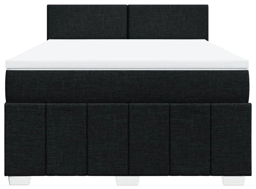 Cama com molas/colchão 160x200 cm tecido preto