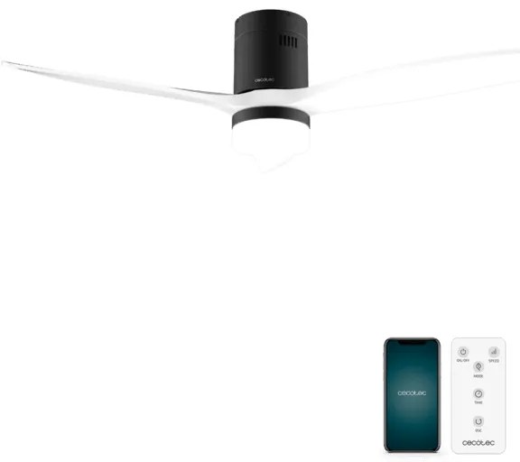 Ventoinha de teto EnergySilence Aero 5600 Aqua Black&White Connected de 40 W e 52’’ com controlo remoto, controlo por Wi-Fi