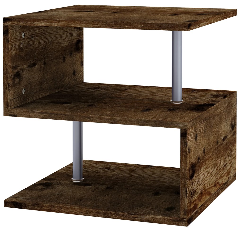 HOMCOM Mesa Centro Forma S Estilo Industrial Vintage 3 Níveis Prática Moderna 48x48x48 cm Design Elegante | Aosom Portugal