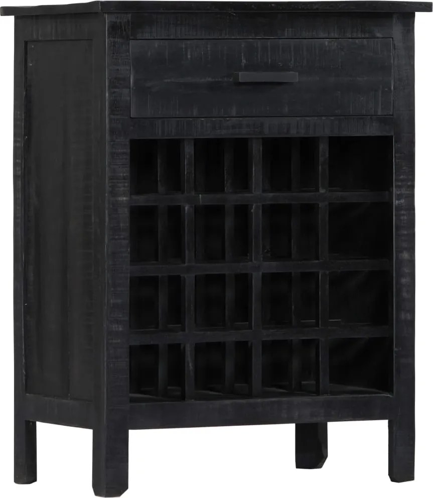vidaXL Garrafeira 56x35x75 cm madeira de mangueira maciça preto