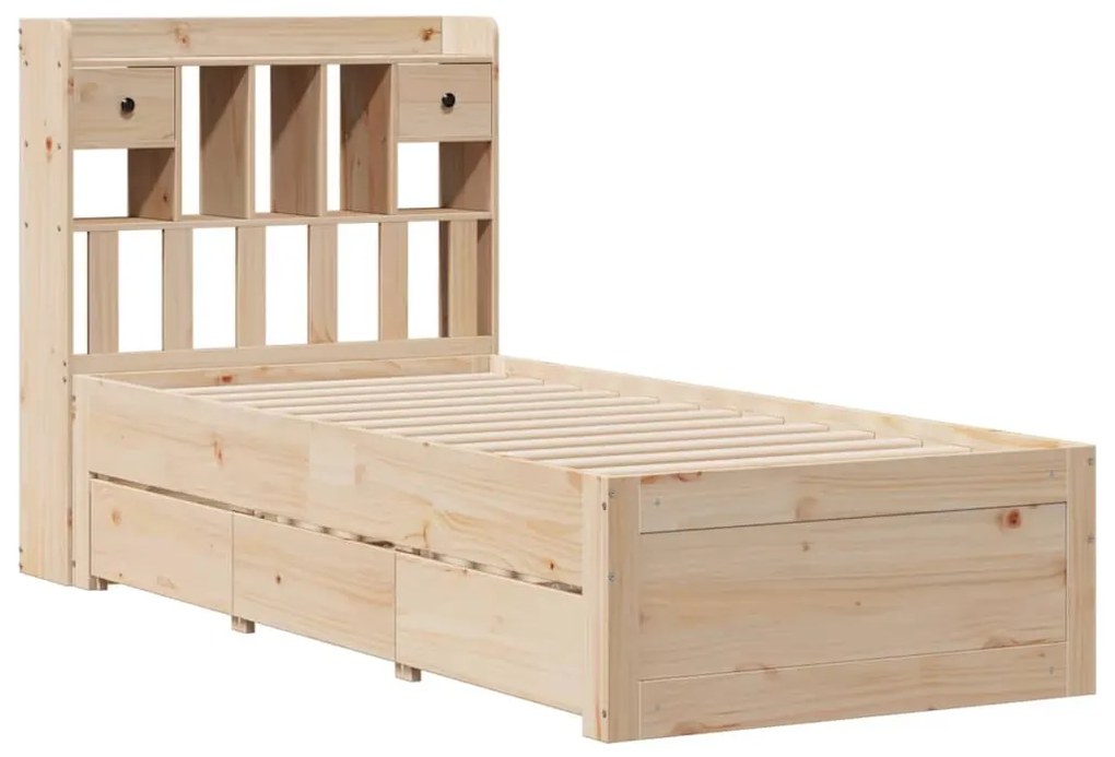 Cama com estante sem colchão 90x190 cm pinho maciço