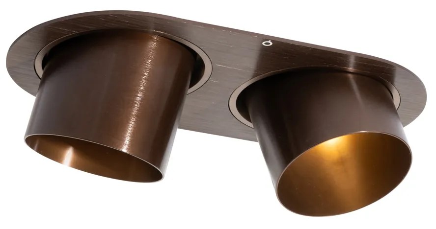 Foco embutido arredondado bronze escuro GU10 70mm inclinável 2 luzes - Installa