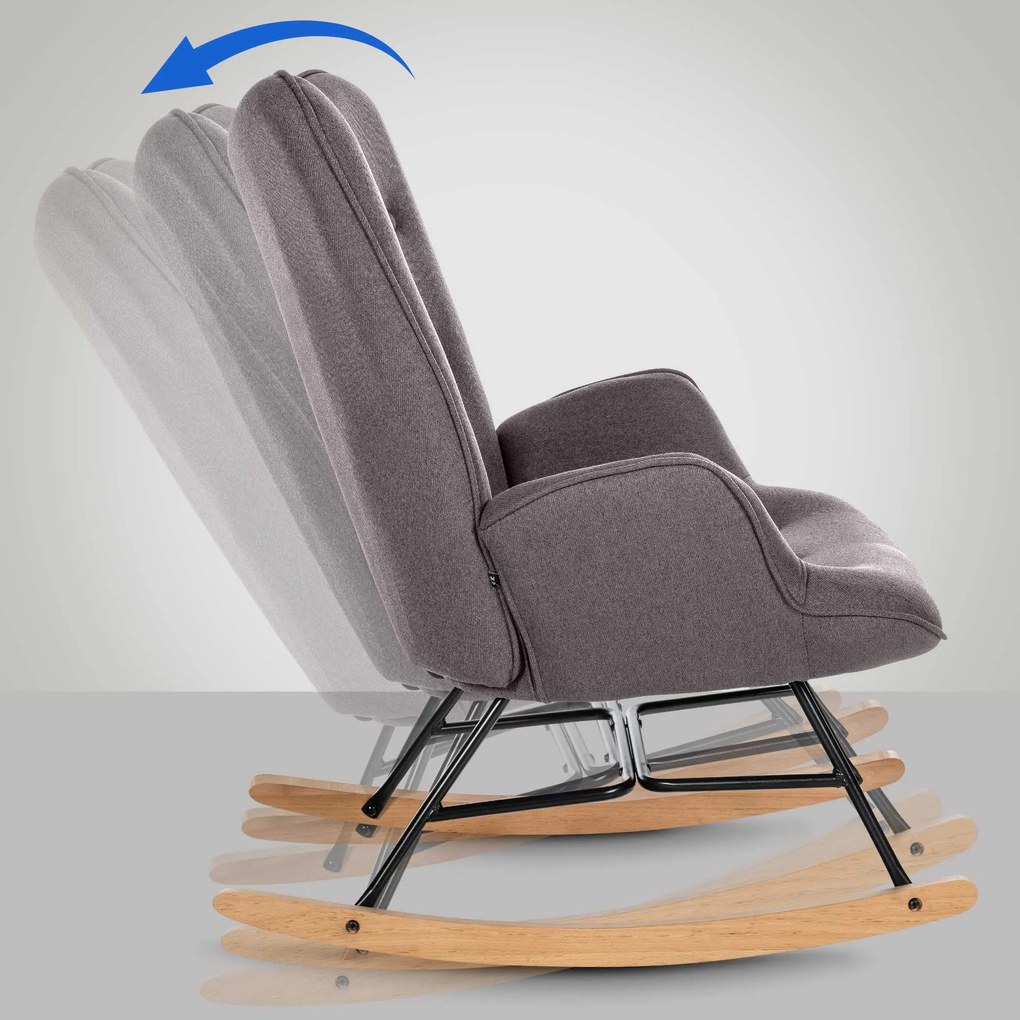 Cadeira de balanço Sanka em tecido 71 x 98 x 88 cm Cinzento escuro