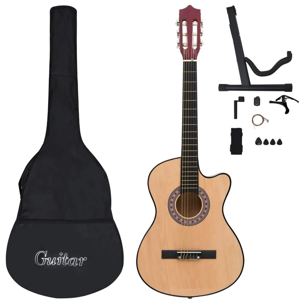 12 pcs conjunto de guitarra acústica cutaway com 6 cordas 38"