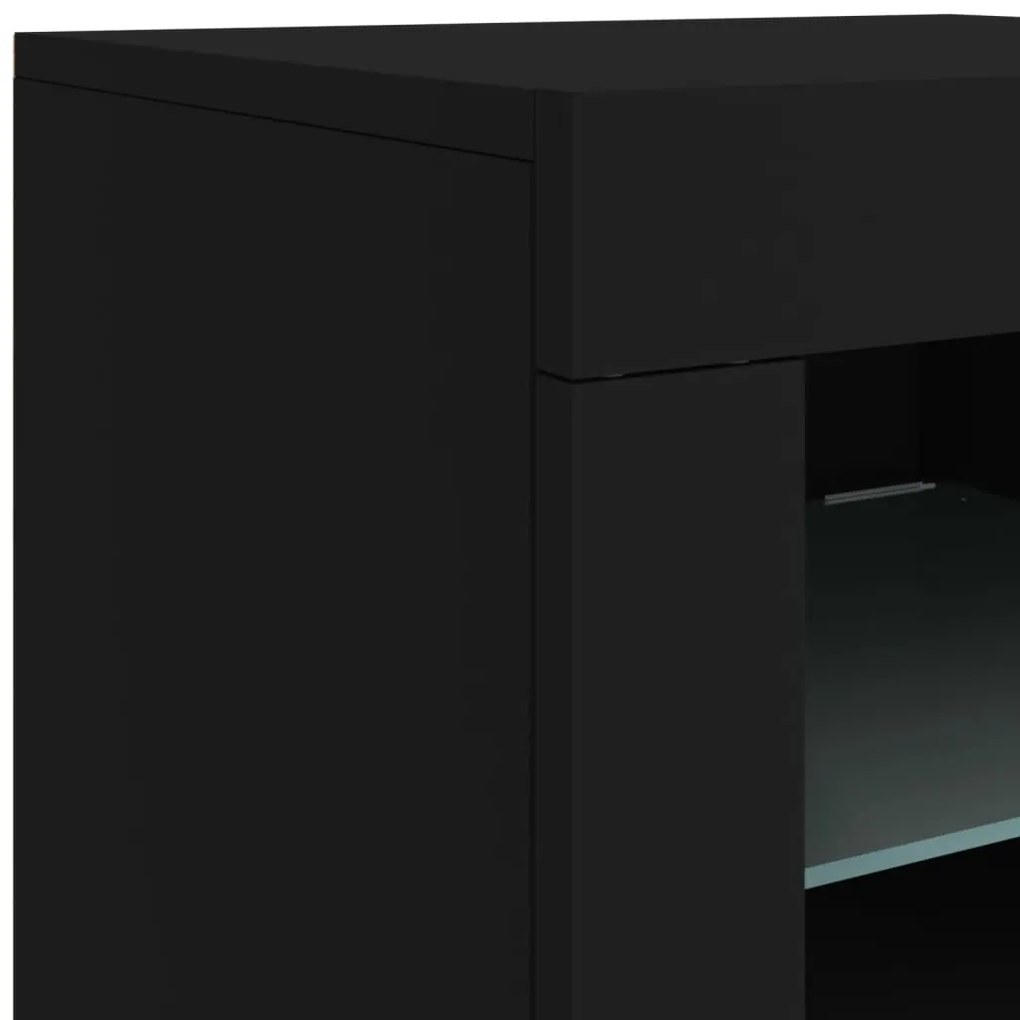 Aparador com luzes LED 60,5x37x67 cm preto